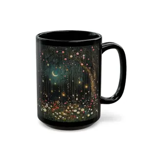 Cottagecore Crescent Moon Mug Moody Wildflower Ceramic Coffee Cup