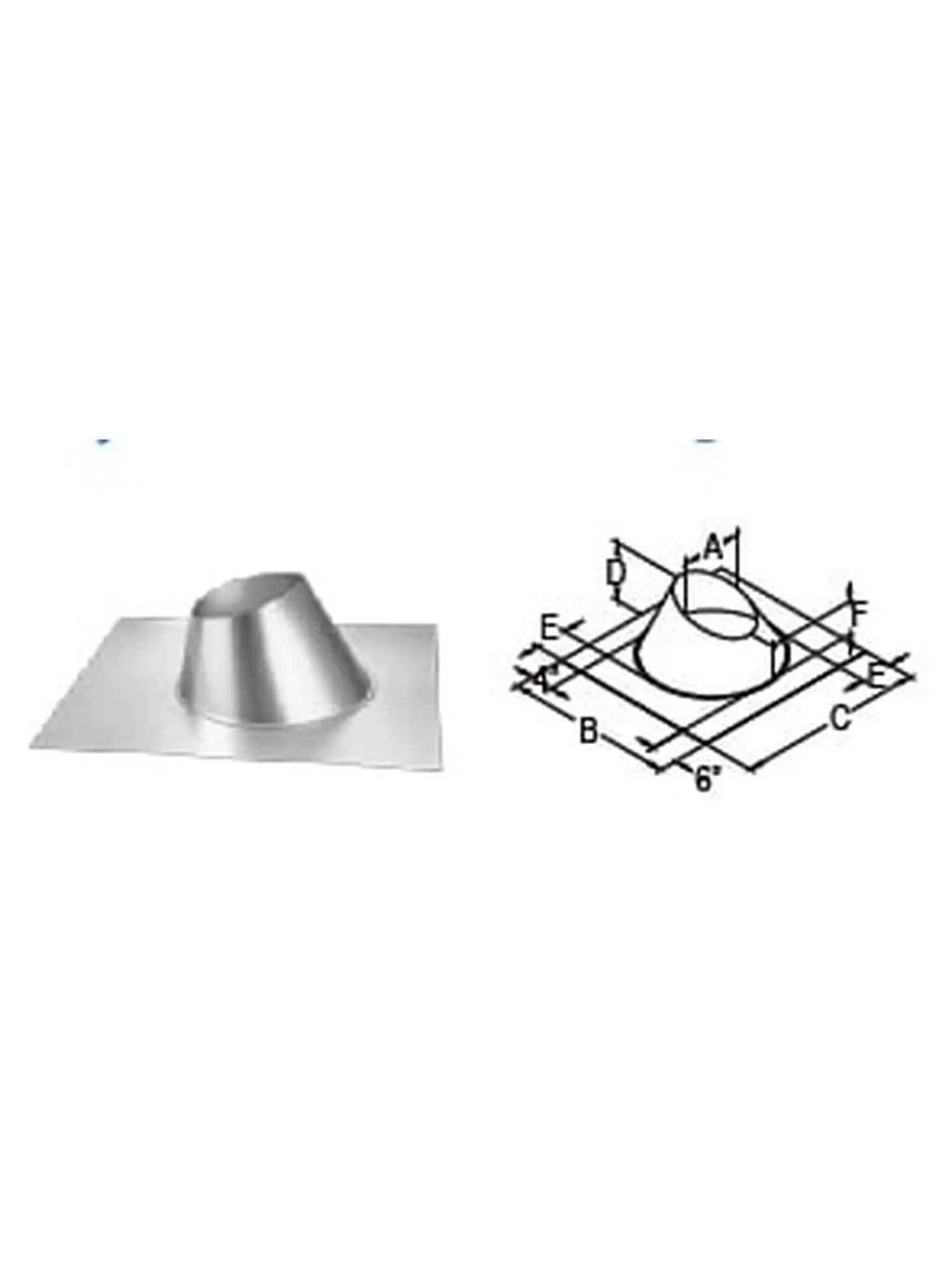 M & G Duravent 46DVA-F6 4 Inch x 6 Inch DirectVent Pro 0/12-6/12 Pitch Roof Flashing