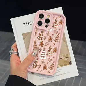 Christmas Gingerbread Man Design Full-Cover Wear-Resistant Phone Case Compatible with iPhone 17/16/15/14/13 Pro, Samsung S25/24/23 Ultra Series Suitable for Multiple Scenarios iphone 16 plus cases