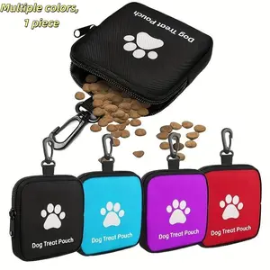 Polyester Dog Training Snack Bag with Zipper Closure, Portable Pet Snack Container for Outdoor Activities and Walks, 8 Colors Available