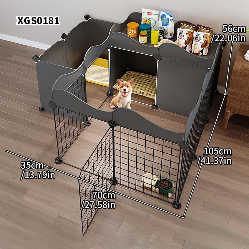 Small Dog Fence Indoor Home Pet Enclosure, Durable Puppy Playpen, One Room One Bath Puppy Cage with Toilet Area, Anti-Escape Dog Kennel