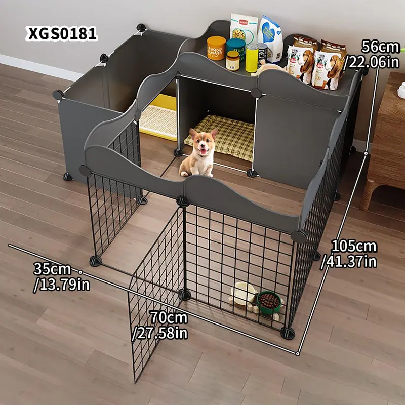 Small Dog Fence Indoor Home Pet Enclosure, Durable Puppy Playpen, One Room One Bath Puppy Cage with Toilet Area, Anti-Escape Dog Kennel