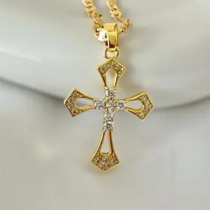 Gold Plated Cross Pendant Necklace for Women - Fashion Accessory