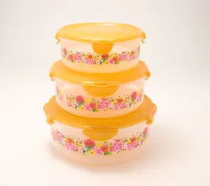 LocknLock 3-Piece Floral Food Storage Container Set BPA-Free Leakproof Nesting Pantry Canisters Microwave Freezer Safe