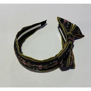 Side Bow Floral Black Headband