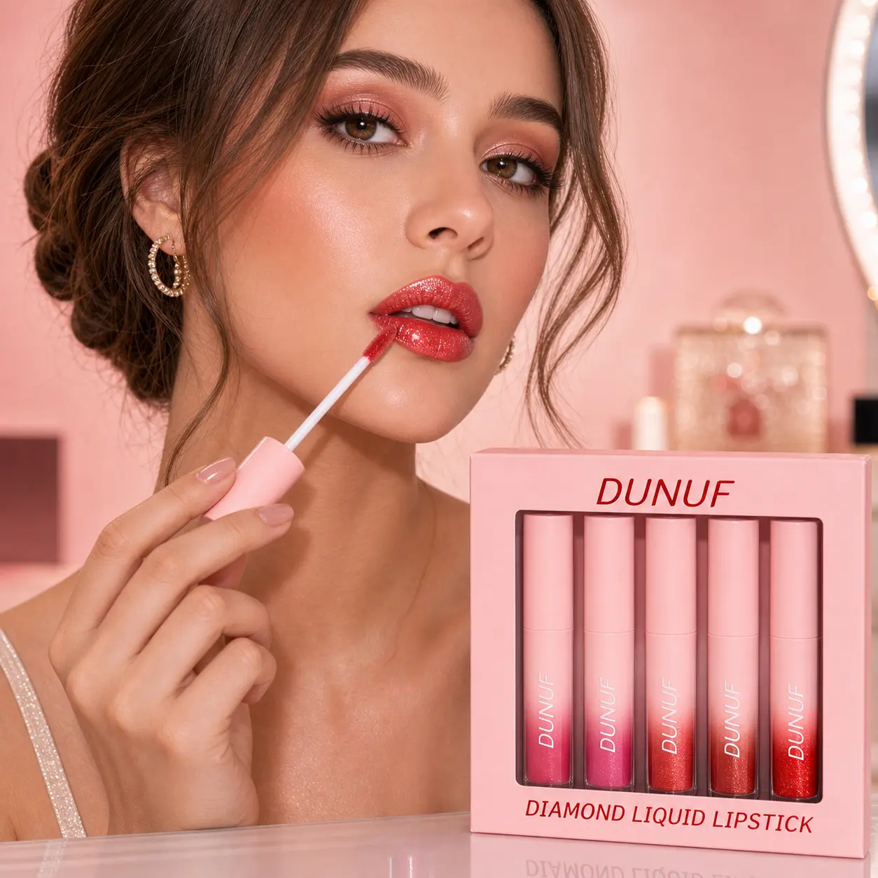 Diamond Liquid Lipstick Set, Glitter Lip  Kit, Multi-Shade Sparkle Lip Makeup essence extreme shine balm zodia clip gloss pink combo lipgloss lollipop sworn beauty glossy liphue Pearlescent Long-Lasting official rom juicy drop tint luxury Sheer Hydrating