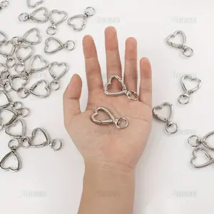 Heart Shaped Keychain, 10pcs/set DIY Creative Design Hanging Buckle Key Ring, Metallic Heart Shape Keychain, Hanging Buckle Key Chains Accessories