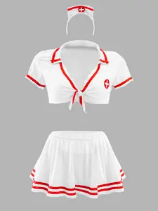 Four piece sexy hot and tempting cosplay nurse Christmas element women's sexy plus size set Womenswear Clothes witchy clothes outfit Party Costumes