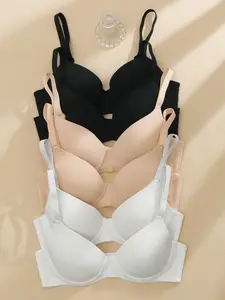 6-Pack Women's Full Cup Underwire Bras Elegant Solid Color Smooth Polyamide Knit Fabric Everyday Comfort Adjustable Straps Soft Non Removable Padding Hand Wash Only