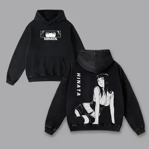 Hinata Hyuga - Anime Double Printed Vintage Washed Hoodie Sweatshirt Anime Manga Washed Cotton T-shirt Gift For Anime Fan graphic 90s Top