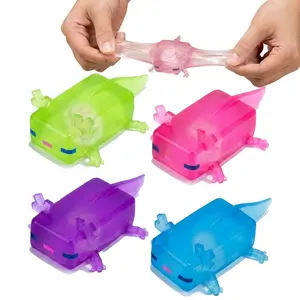 4Pcs Squishy Axolotl,Cute Malt Sugar Fidget Toys,Anxiety Relief Salamander Squeeze Toy,Portable Relaxation Tool for Kids and Adults