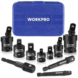 #SpringGlowUp WORKPRO 10 Pieces Impact Socket Adapter Set with Case, Includes 4pc Adapter and Reducer Set, 3pc Universal Joint Socket Set and 3pc Drill Adapter, 1/4" 3/8" 1/2"