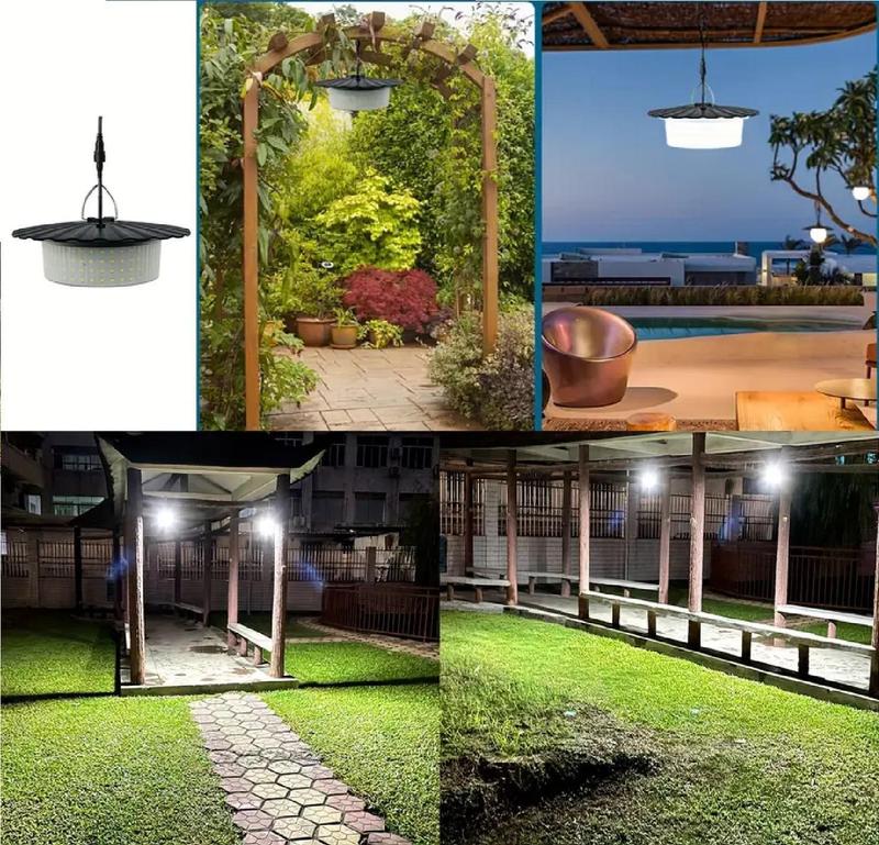 Solar Lights Indoor Outdoor 1000LM Solar Shed Light, IP65 Waterproof Pendant Lights Motion Sensor, Remote for Barn Patio Chicken Coop Gazebo Garage Security Lighting