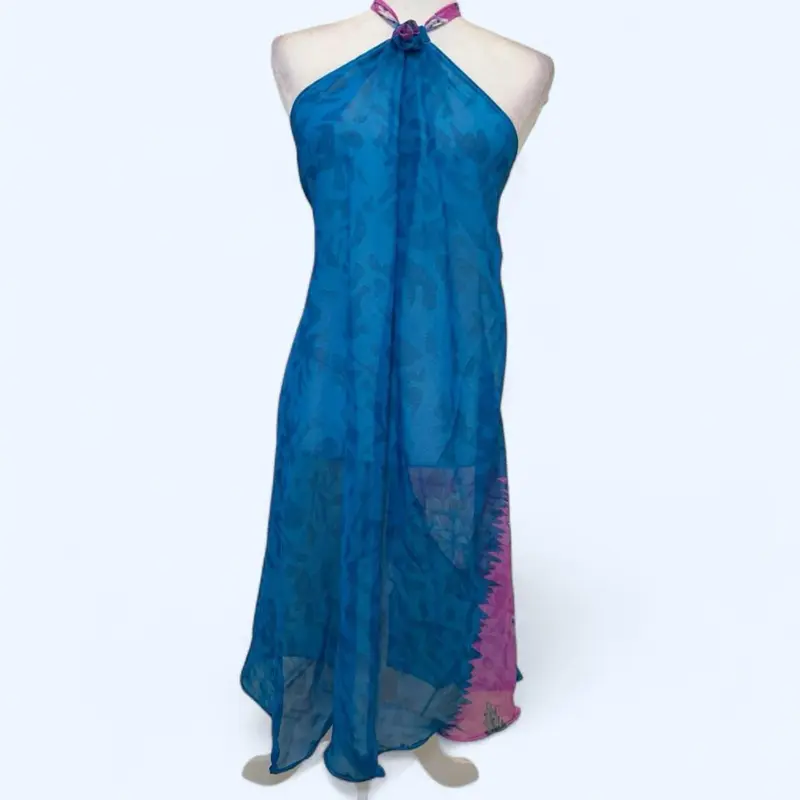 Handmade Silk Sheer Dress for Women, size small-medium Lightweight Breathable festival or party wear Summer Sleeveless Minimalist