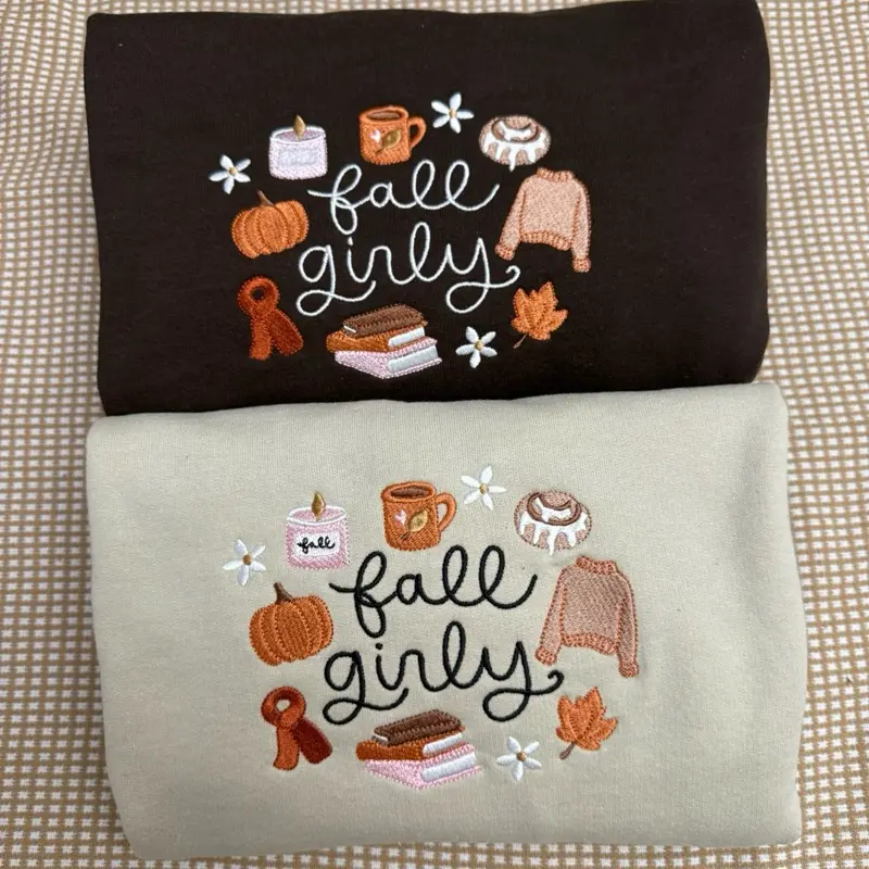 Fall girly fall icons embroidered autumn sweatshirt