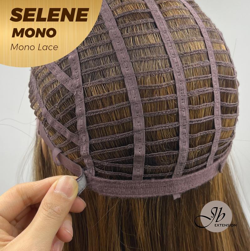 JBEXTENSION SELENE MONO Monofilament Handmade Wig 6X5 Full Monofilament Hand Tied Top Wig 25 Inches Caramel Mono Lace Wig With Anti-slip Silicone Strips Glueless Wig SELENE MONO【BENDY EAR TABS】