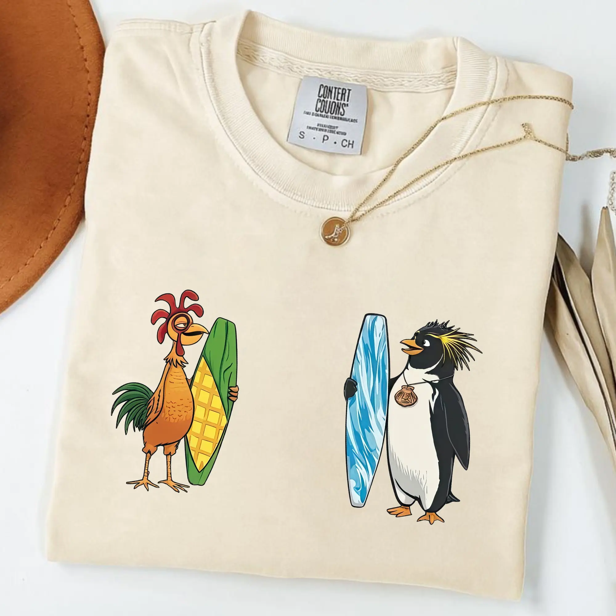 Comfort Colors New Design Cody Maverick & Chicken Joe Surfs Up Unisex T-Shirt, Funny Shirt, Graphic T-shirts, Trendy Shirt, Casual Streetwear Unisex Top, Menswear Apparel