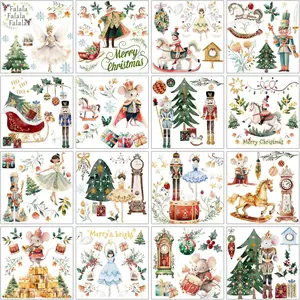 16 Sheets Nutcracker Rub on Transfers for Crafts Furniture, Ballet Dancer Fairy Tale Transfer Stickers Decals for Home Glass Gifts Items Decor DIY Paper Crafts Wood Supplies 6 x 6 Inch