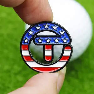 Premium Usa Flag Magnetic Golf Ball Marker with Hat Clip, Detachable Metal Cap, Perfect Golf Gift for Men Dad, Training Aids Accessory