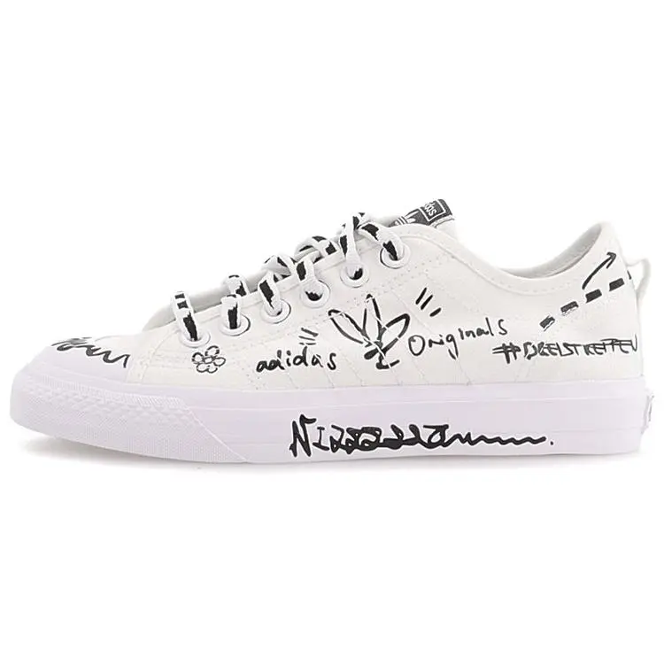 Adidas Nizza Rf Sharpie Pack' Durable Non-slip Low Top Skate Shoes Unisex White Black GV9798