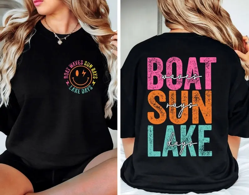 Boat Waves Sun Rays Lake Days Sweatshirt, Summer Sweatshirt, Retro Summer Sweatshirt, Hello Summer, Beach Sweatshirt, Holiday Gifts Sweater Casual Comfort