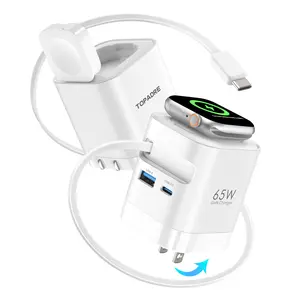 65W/35W Apple Watch Wireless Charger, 4-in-1 USB C Fast Charger with Retractable Cable and Foldable Plug, GaN Portable PD Charger, Compatible with Apple Watch, iPhone, iPad, MacBook Air Series, etc.