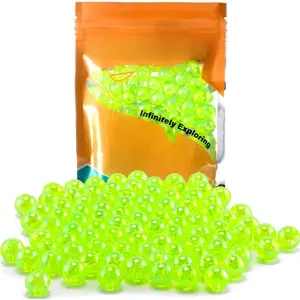 100-Pack Fishing Beads Holographic Beads for Fishing Rigs Lures Salmon Trout Steelhead Fish Bead Saltwater Freshwater - Assorted Size 6mm, 8mm, 10mm