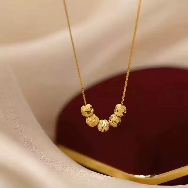 Five Blessings Necklace for Women, Micro-Pave Crystal Pendant, Chic Copper Lucky Bead Design, Luxury Fashion Collarbone Chain DZXL0450