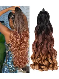 French Curl Hair Braid Wig 24 Inches, Loose Wave Spiral Braids, Pre-Stretched Elastic Braiding Wig, Medium Length, All Seasons