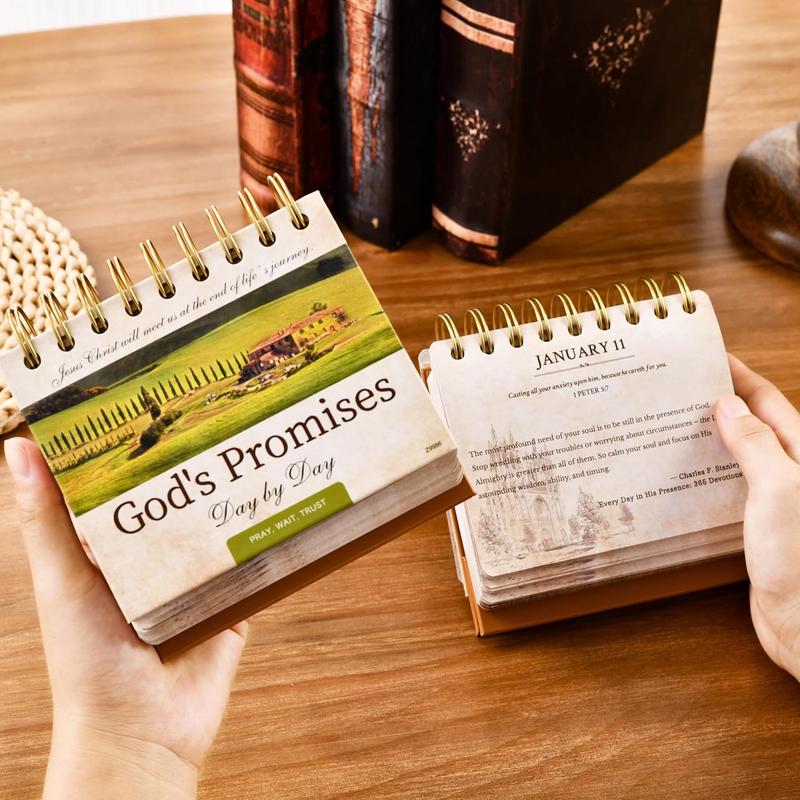 Daily Bible Quote Motivational Calendar - Undated Flip Desk Calendar with Christian Desk Decor