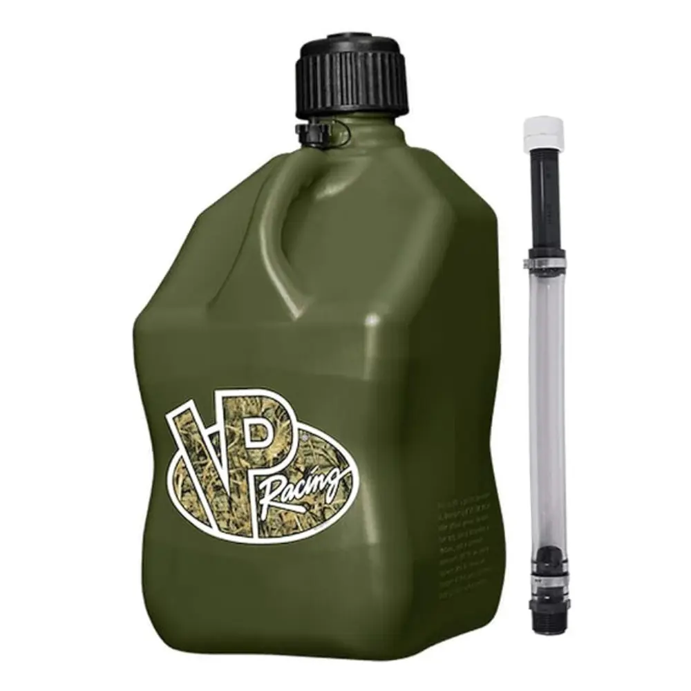 VP Racing 3846-CA 5.5 Gallon Motorsport Jug, Camo, Square, with Hose