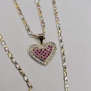 heart chain beautiful style clrs necklace gold-plated