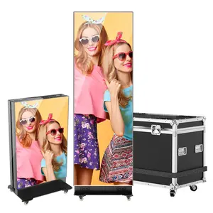 Portable P1.86 Spliceable LED Poster Display with Flight Case, Foldable Digital Signage Kiosk with Publishing System, Modular LED Video Panel for Events, Trade Shows and Rentals