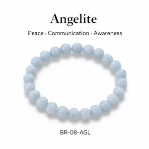 [Quiet Light] 8mm Angelite Bracelet – Serenity (Calm & Emotional Balance) | Angelite Bracelet, Blue Crystal Bracelet, Crystals for Sale, Amethyst, Rose Quartz