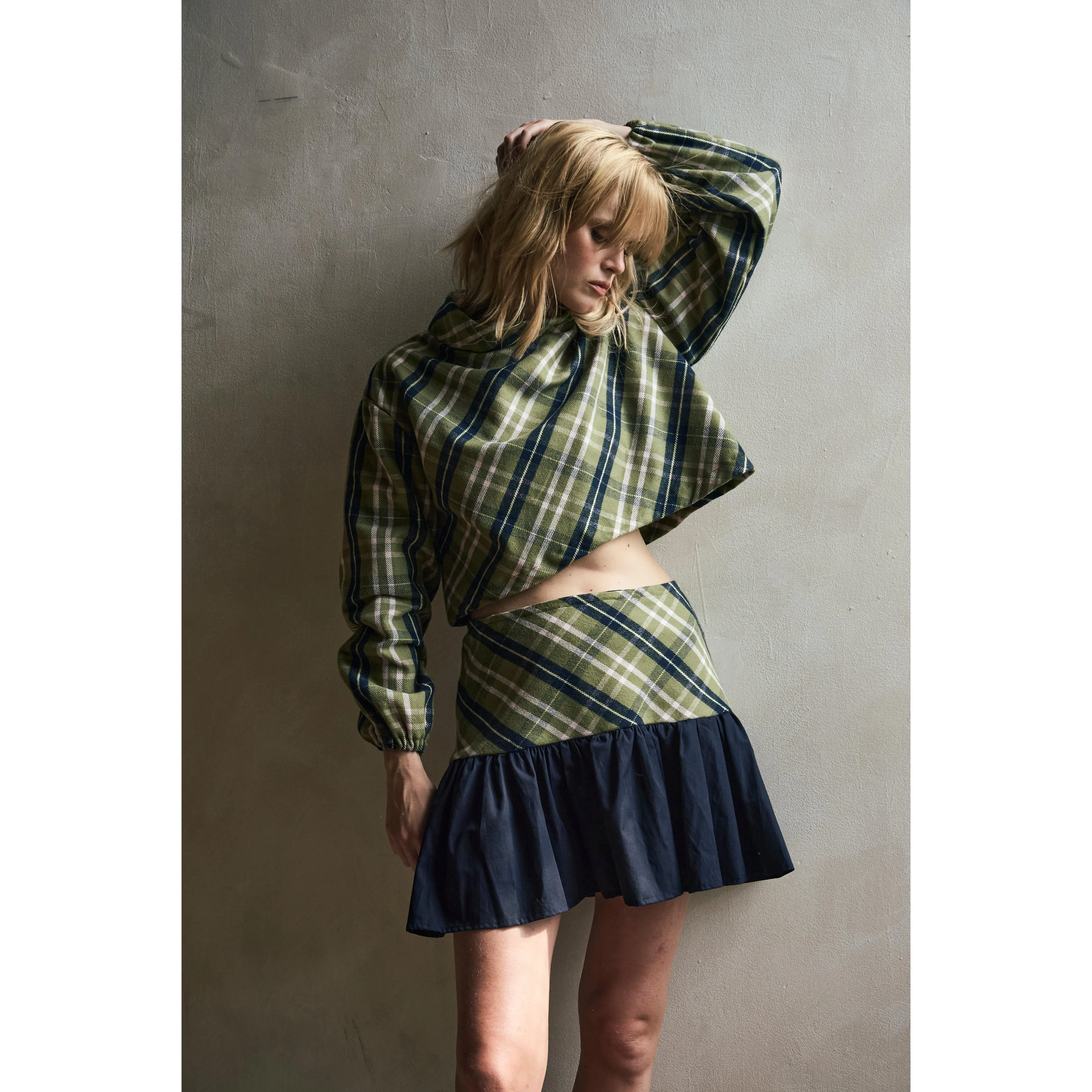 Sage Flannel Green Plaid Skirt