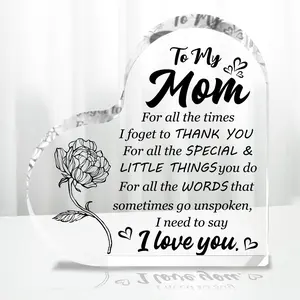 One Elegant Heart-shaped Acrylic Paperweight - Mother's Day gift, Desktop Keepsake for Mom, Christmas, Thanksgiving, and - sentimental family memento