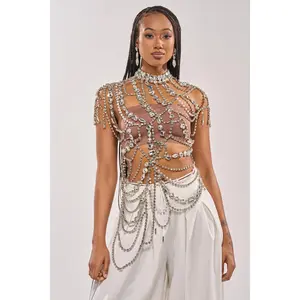 REGAL RHINESTONE CHAIN TOP