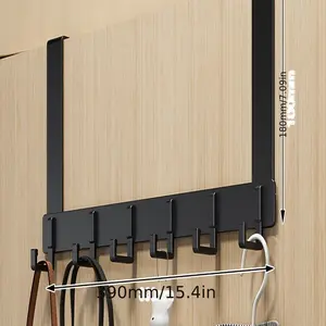 18cm high over-the-door hook rack, easy to install without drilling. Ideal for hanging hats, keys, this space-saving storage solution is suitable for hallways, bathrooms, bedrooms, homes, dormitories and other places. Aluminium，Organiser， Plastic