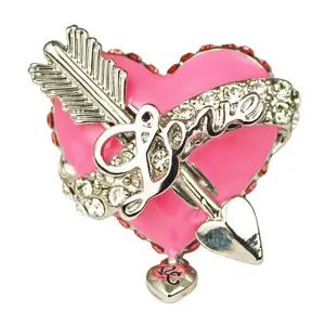 Ritzy Couture Love Heart & Arrow Pink Dangle Rings (Silvertone)