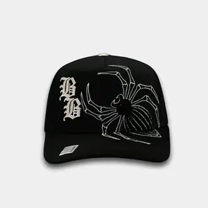 mens cap black spider white