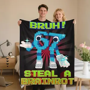 soft1 Piece 50X60 Inches 67 Six Seven 6-7 Funny Design Flannel Blanket - Soft and Lightweight for All Seasons, Suitable for Sofa, Bed, Travel, and Camping - Comfortable Home Decor Gift, Geometric Pattern, Modern Style, Durable Fabric