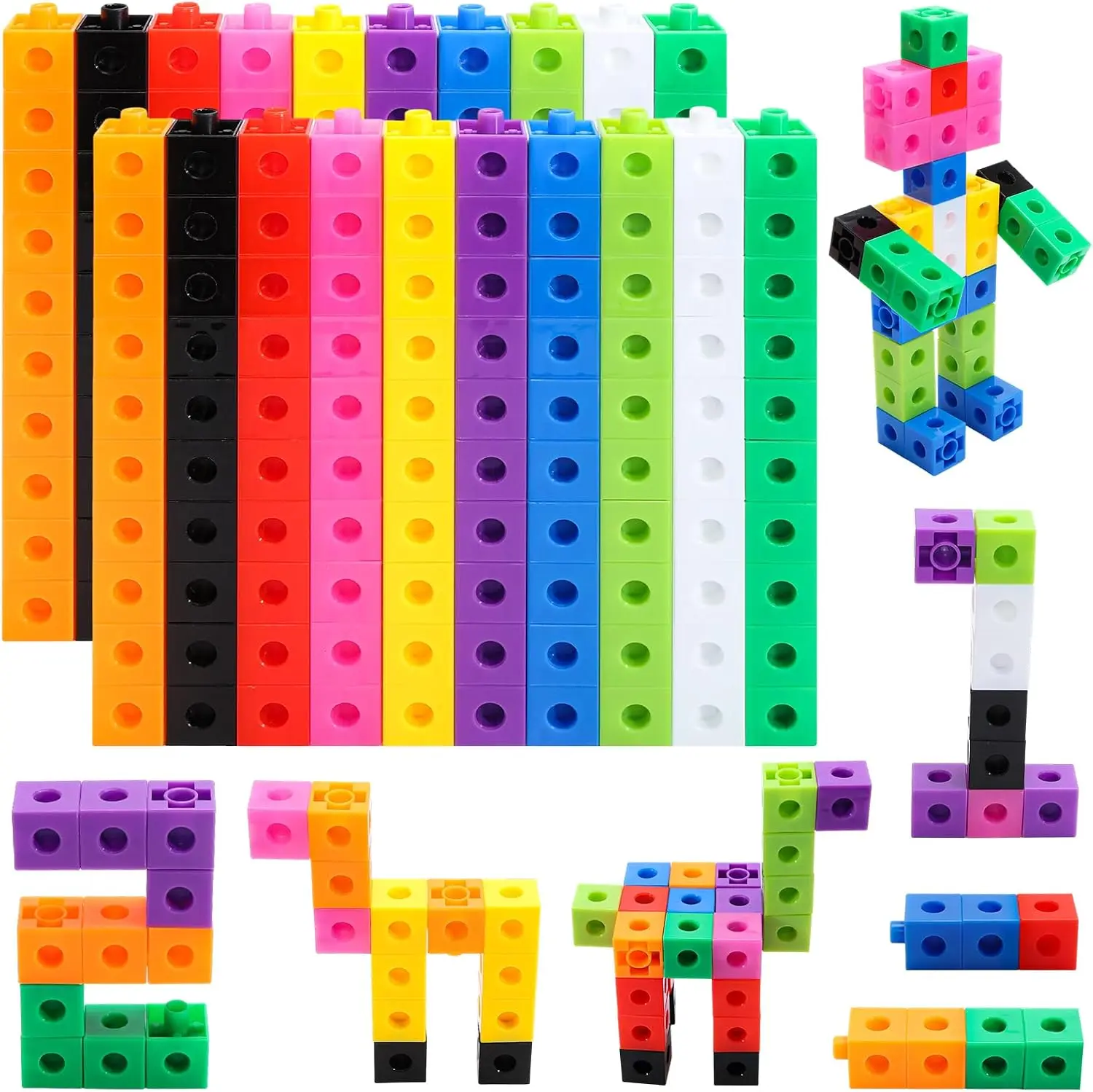 200 Pcs Math Linking Cubes - Connecting Counting Snap Blocks, Math Manipulatives for Early Math & Construction, Educational Toy for Preschool, Kindergarten & Homeschool