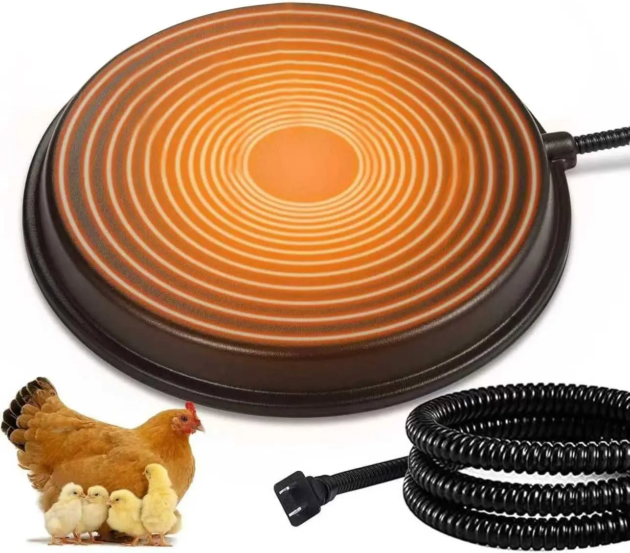EVERBETTERUS Poultry Chicken Water Heater Poultry Water Heater Base for Winter, for Plastic/Metal Poultry Waterer, Thermostatically Controlled Heated Waterer for Chickens 80W,Chicken Coop Accessories