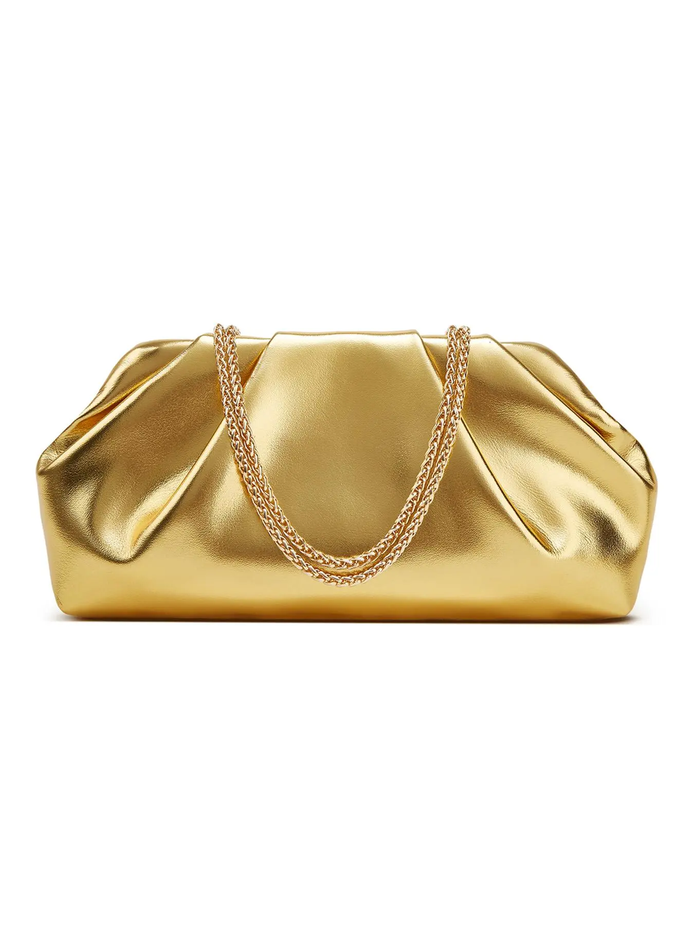 Women's Fashionable Solid Color Evening Clutch Bag, Elegant and Stylish Accessory for Women, Soft PU Wrinkle Clutch Bag for Formal Occasions, Fashionable Versatile Chain Purse