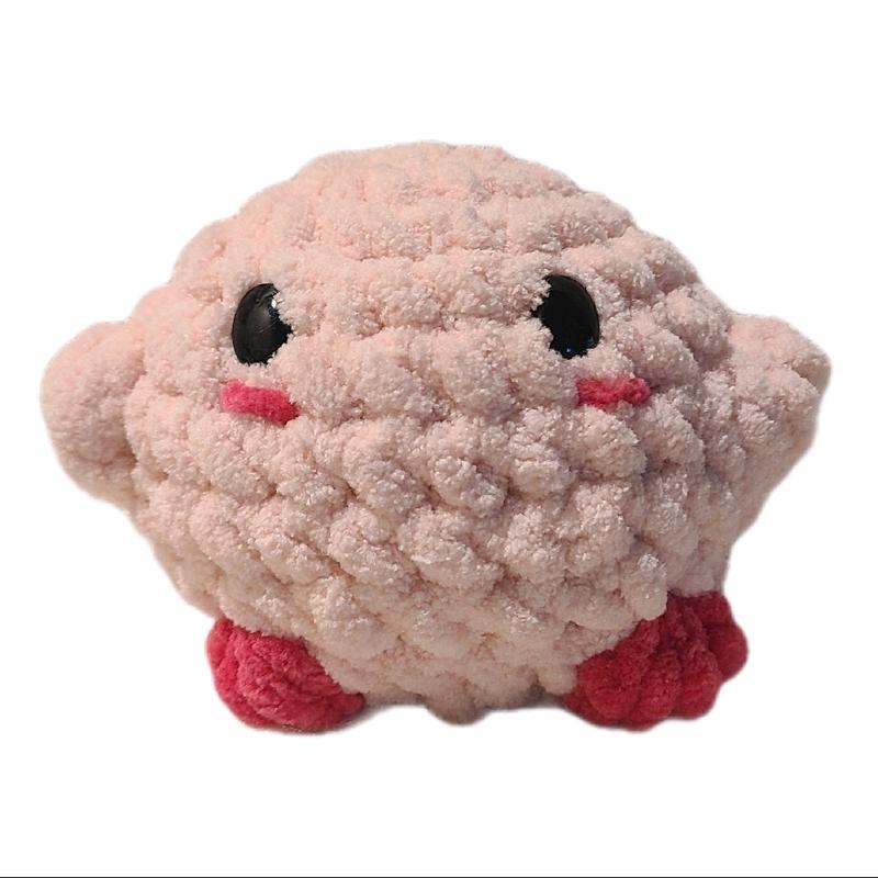 Pink Chubby Plushy - Soft Plush Toy with Light Pink Body, Hot Pink Feet, and Black Safety Eyes