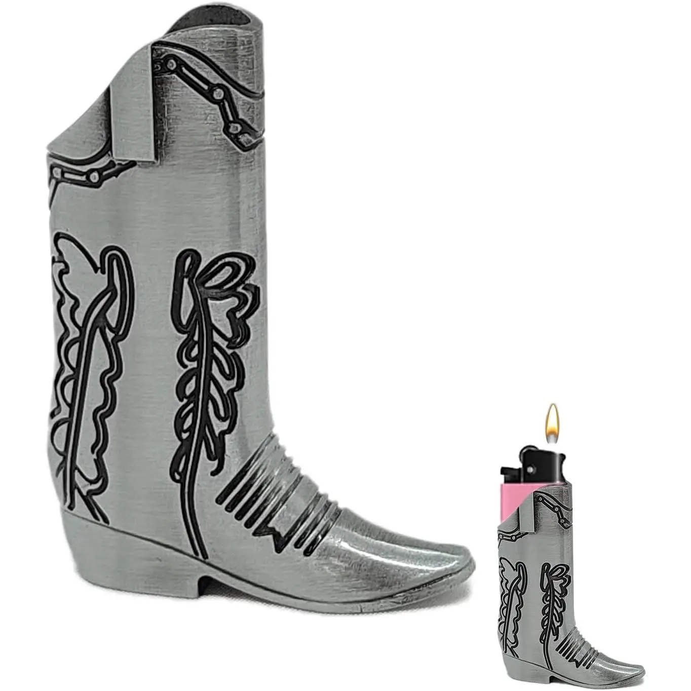 Cowboy Boot Lighter Case, Lighter Covers and Sleeve Cute Cowgirl Boot Match Holder Cover, Funny Lighters Cases for Everyday Carry or Home Decoration