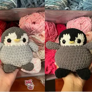 Cute Penguin Crochet Plushie Soft Stuffed Animal Cuddle Toy for Kids and Adults