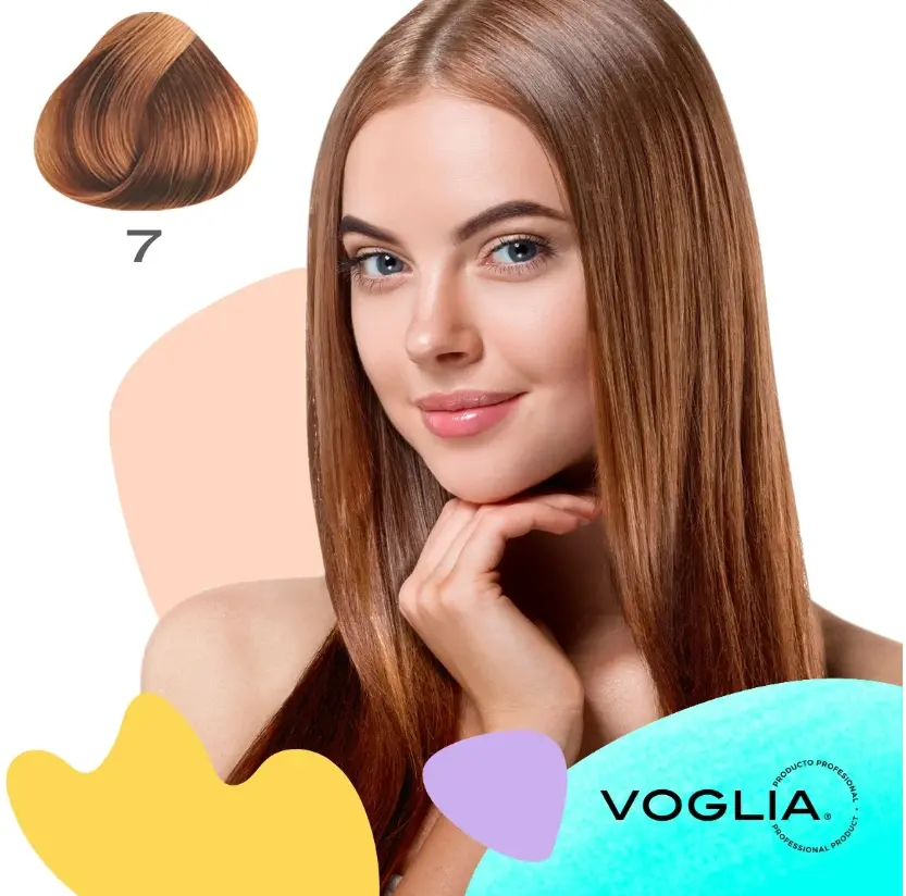 Voglia Cream Hair Color, 90ml Level 7 Medium Blonde Hair Dye for Salon Haircare Use