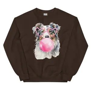 Blue Merle Aussie Bubble Gum Dog Sweatshirt