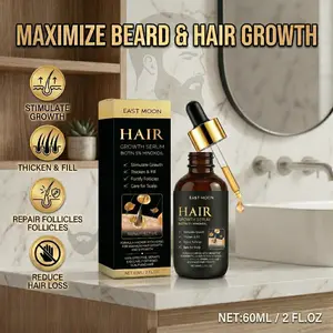 Grow Thicker Beard & Hair Fast! 5% Minoxidil Biotin Growth Serum for Men, Reduce Hair Loss, Repair Damaged Scalp & Hair